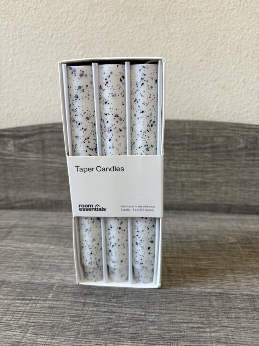 Room Essentials Speckled Taper Candles 8 in Unscented Wax Modern 6-Pack